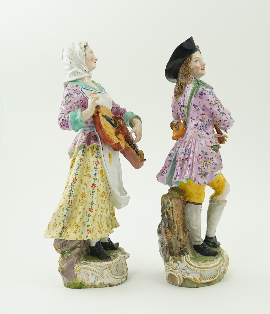 A pair of large Meissen figures of musicians, 19th century